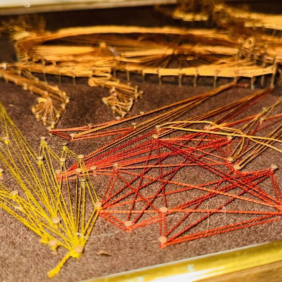 Vintage Nail String Deer Art Fawn Doe 19" Whimsy Farm Boho Cottage Countryside - Picture 3 of 12